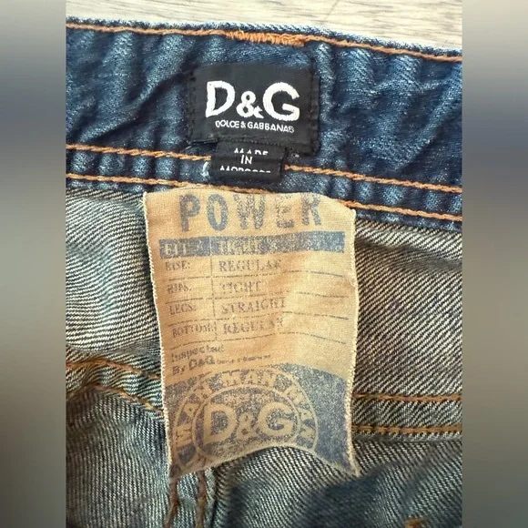 Dolce & Gabbana D&G Straight Leg Leather Patch Logo Jeans Size 36 Straight